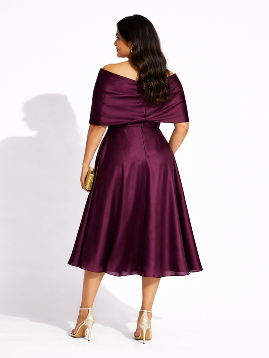 Draped Satin Maxi Dress- Wine