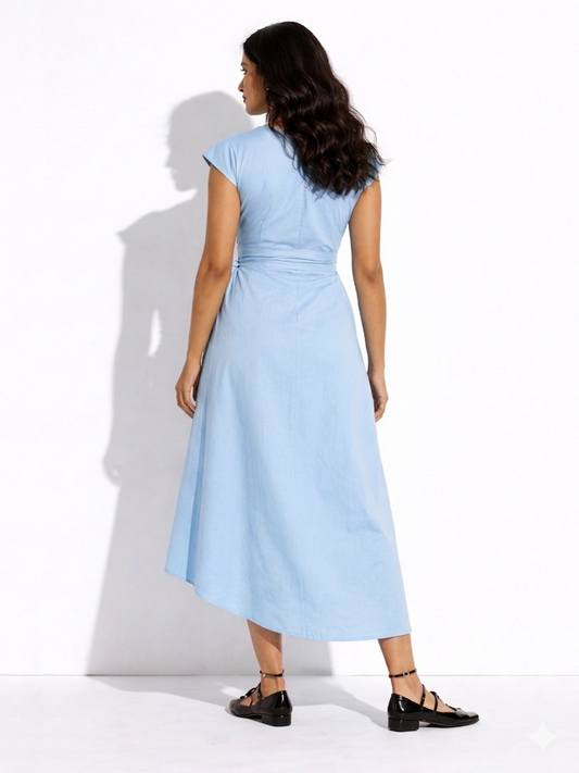 Luxe Knot Midi Dress - Blue
