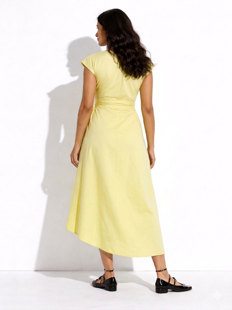 Luxe Knot Midi Dress - Yellow