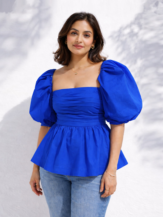 Cobalt Peplum Top