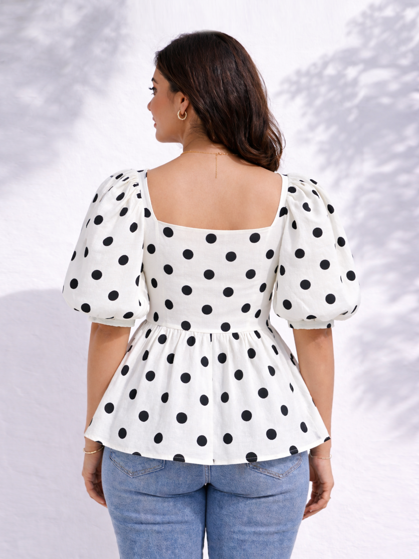 Polka Peplum Top