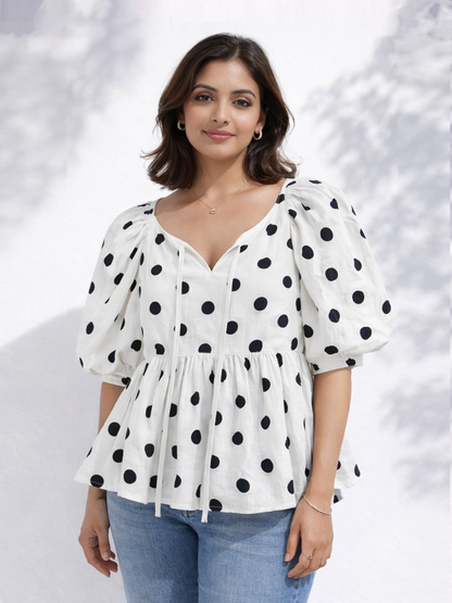 Polka Peplum Top
