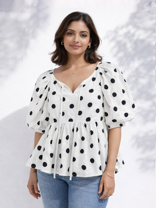 Polka Peplum Top