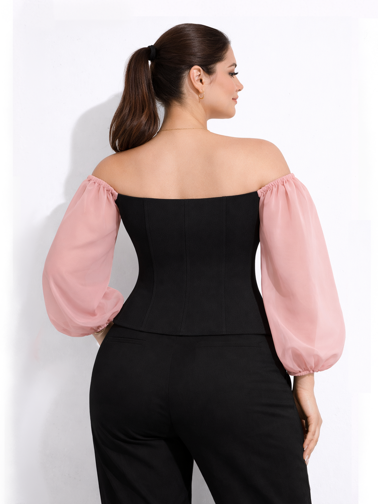 Off-Shoulder Corset Top - Pink