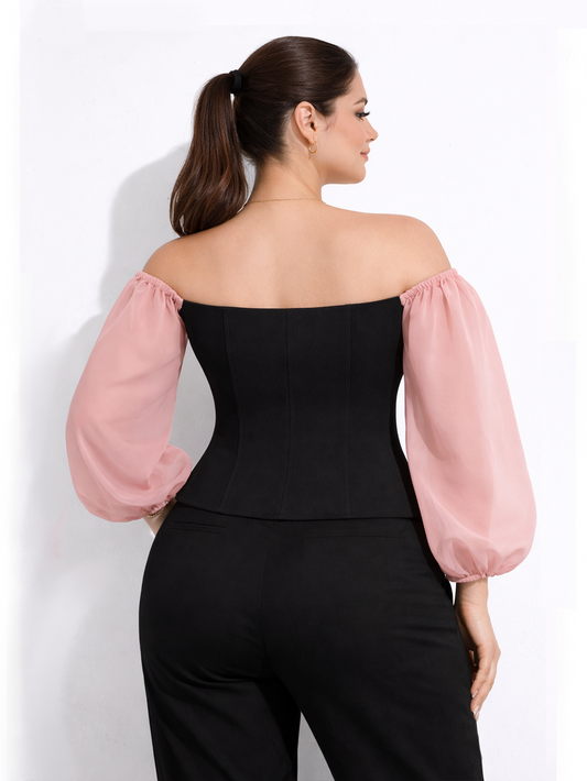 Off-Shoulder Corset Top - Pink