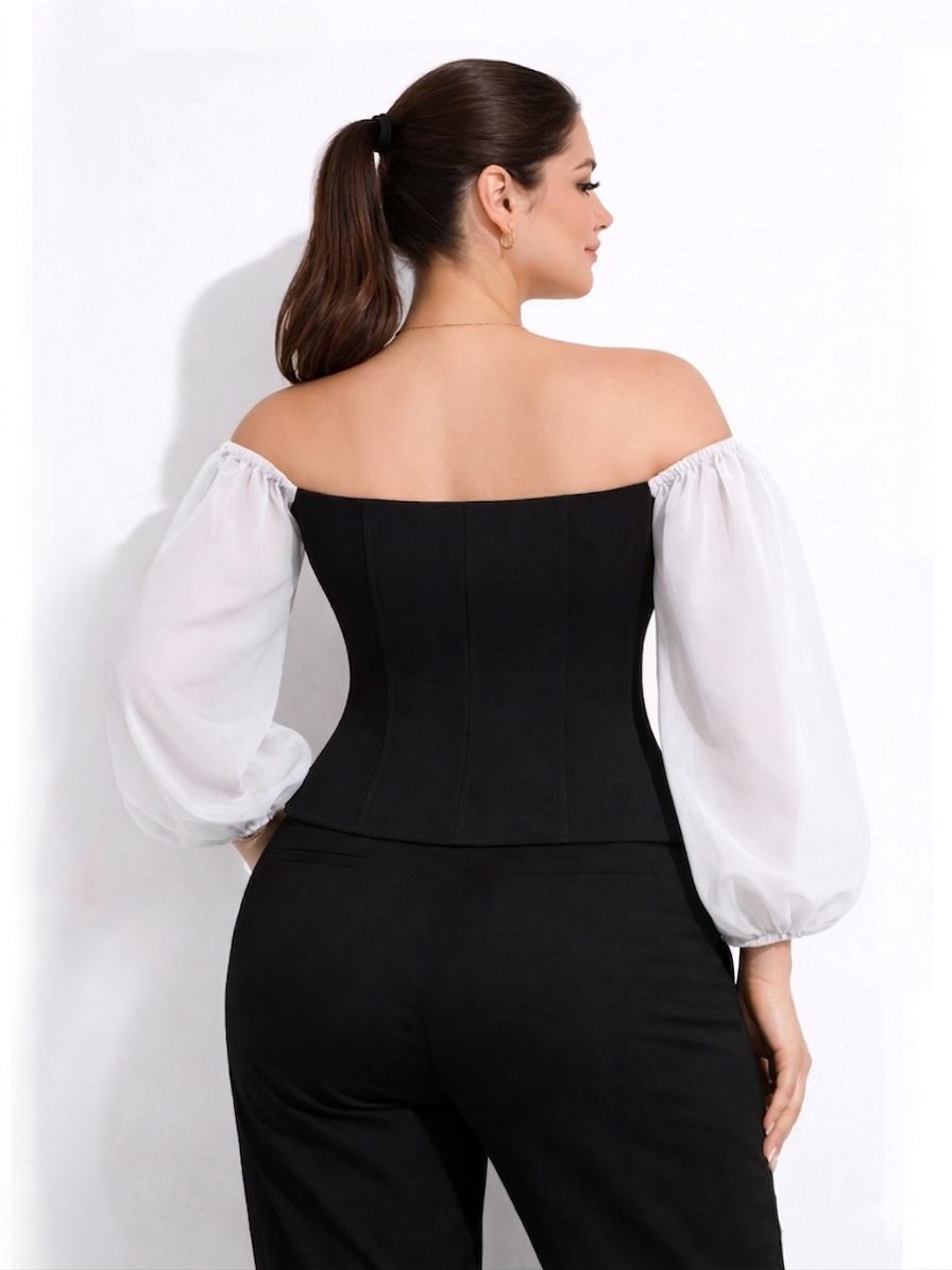 Off-Shoulder Corset Top - White