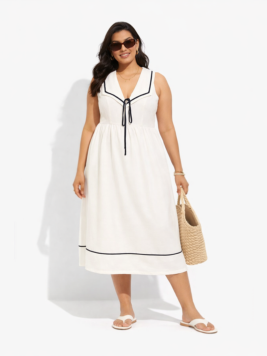 Ivory Tie-Up Statement Dress