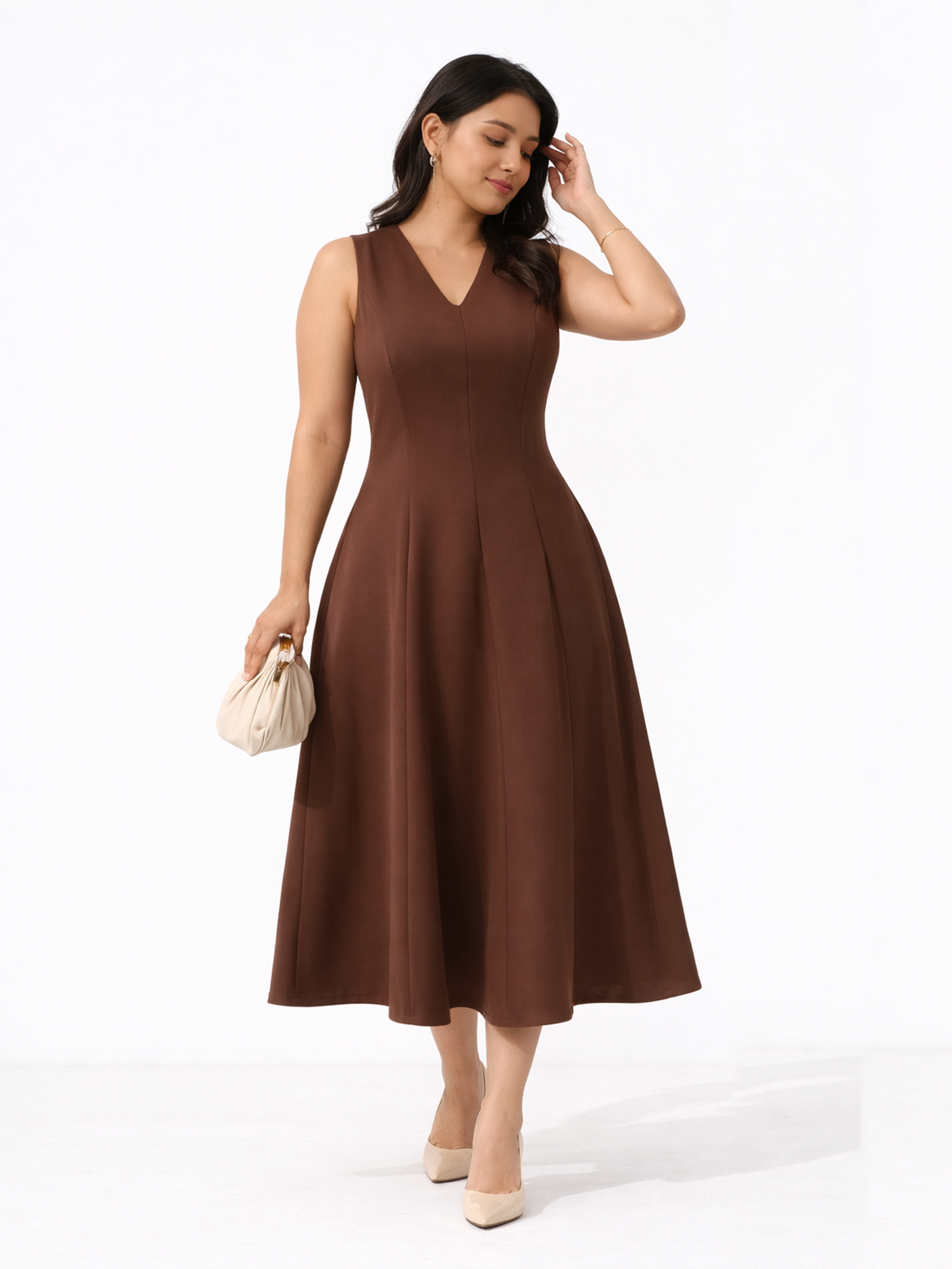 Elan Midi Dress - Brown