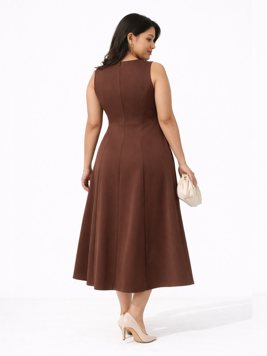 Elan Midi Dress - Brown