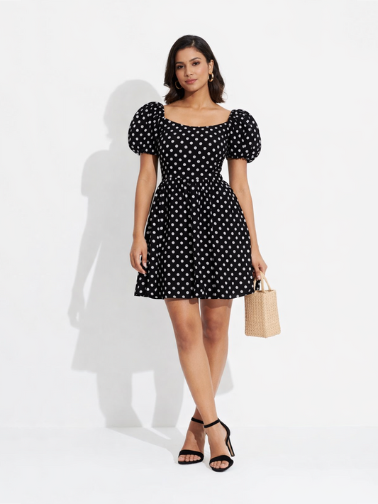 Midnight Polka Mini Dress