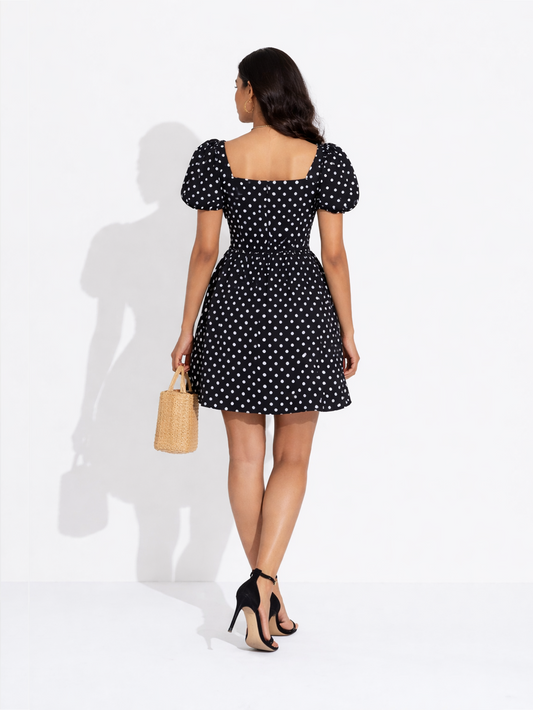 Midnight Polka Mini Dress