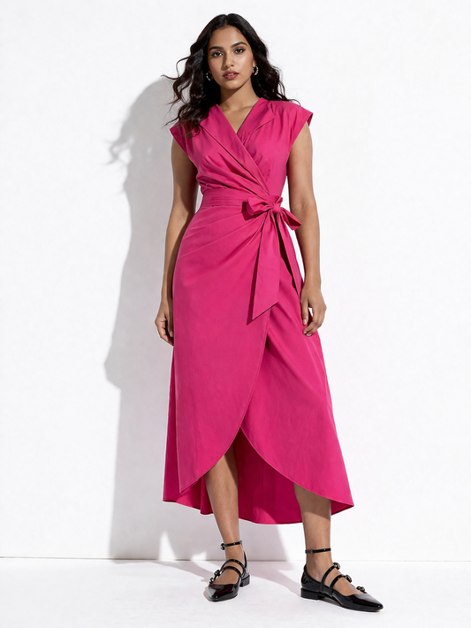 Luxe Knot Midi Dress - Pink