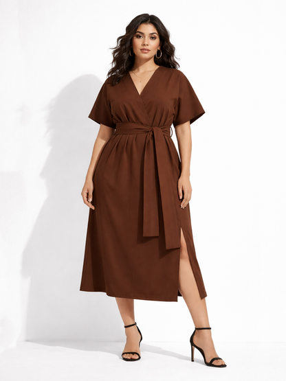 Sienna Wrap Elegance Dress - Brown