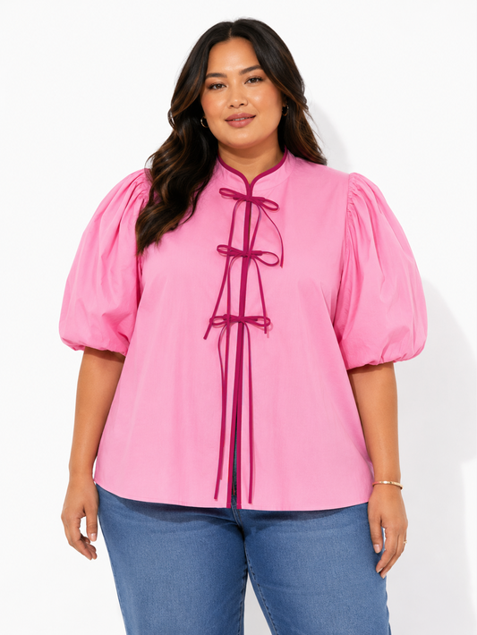 Chinese Tie Up Top - Pink