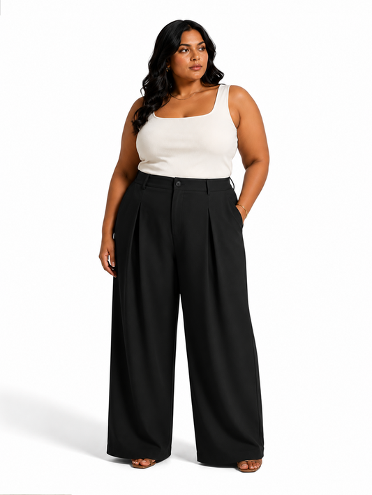 Korean Pleated Pants - Black