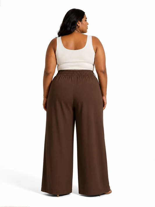 Korean Pleated Pants - Brown
