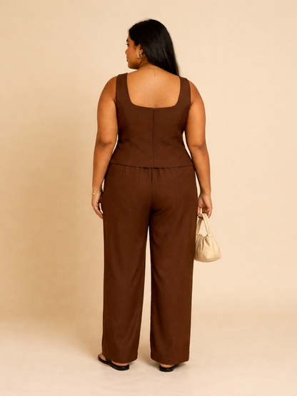 Brown Vest and Pants Set