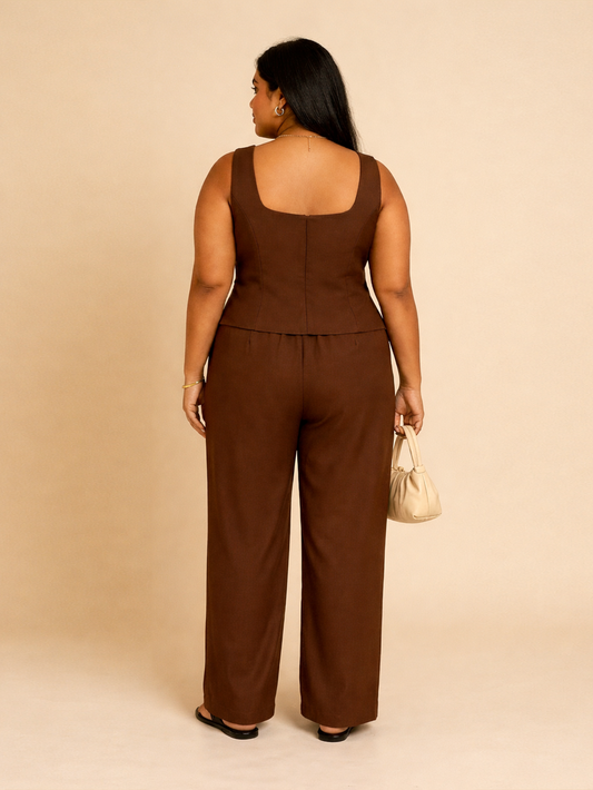 Brown Vest and Pants Set