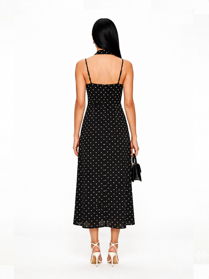 Polka Dots Slip Dress with Scarf