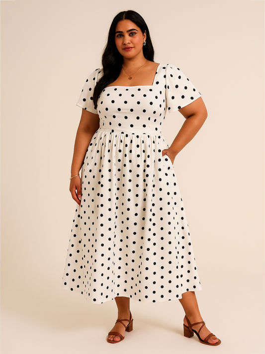 Polka Dots A Line Dress