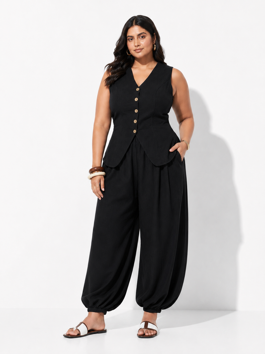 Lia Vest  Set - Black
