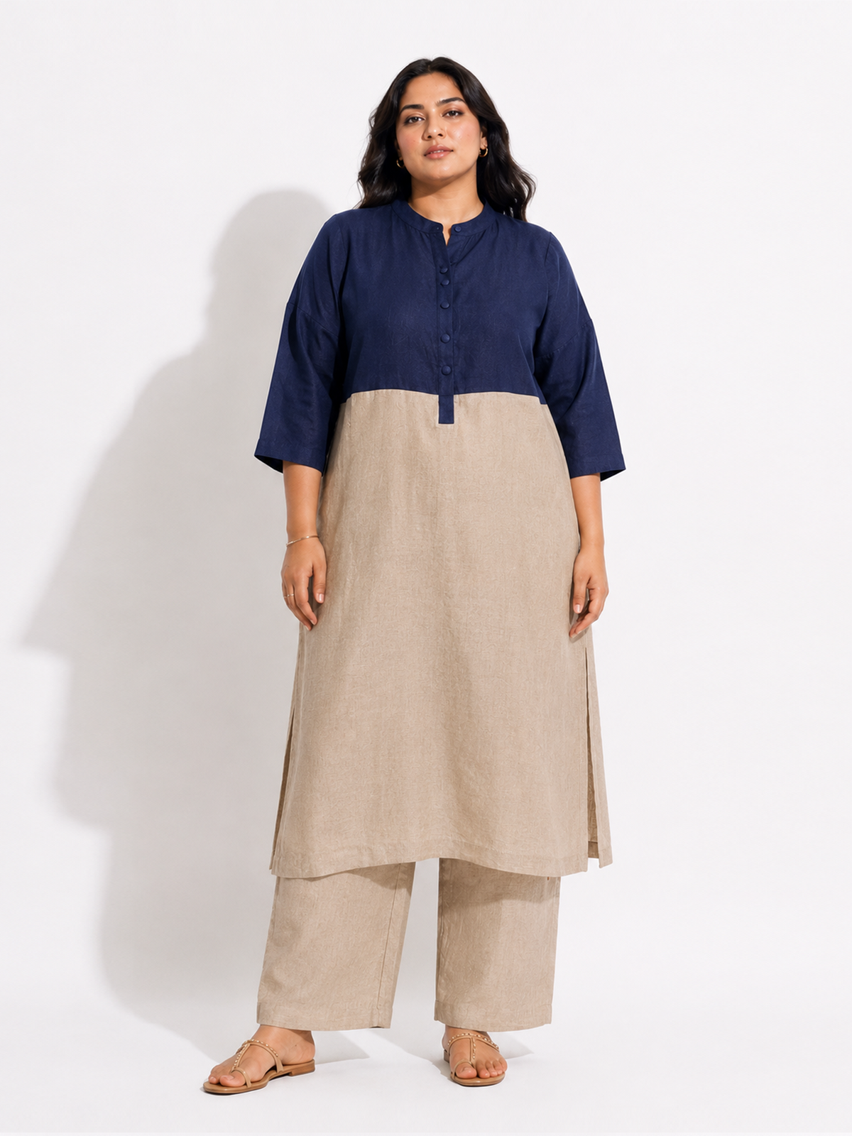 Colour Block Kurta Pant Set