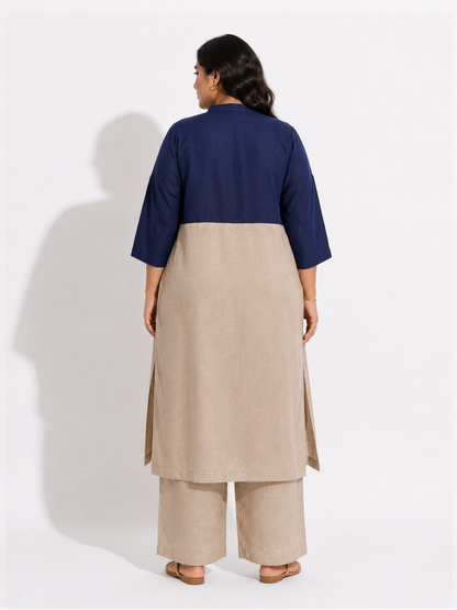 Colour Block Kurta Pant Set