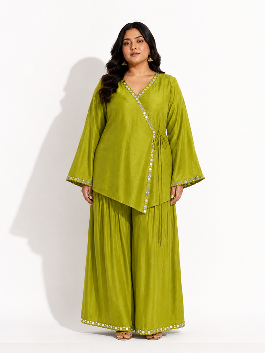 Aabha Wrap Style Mirror Set - Green
