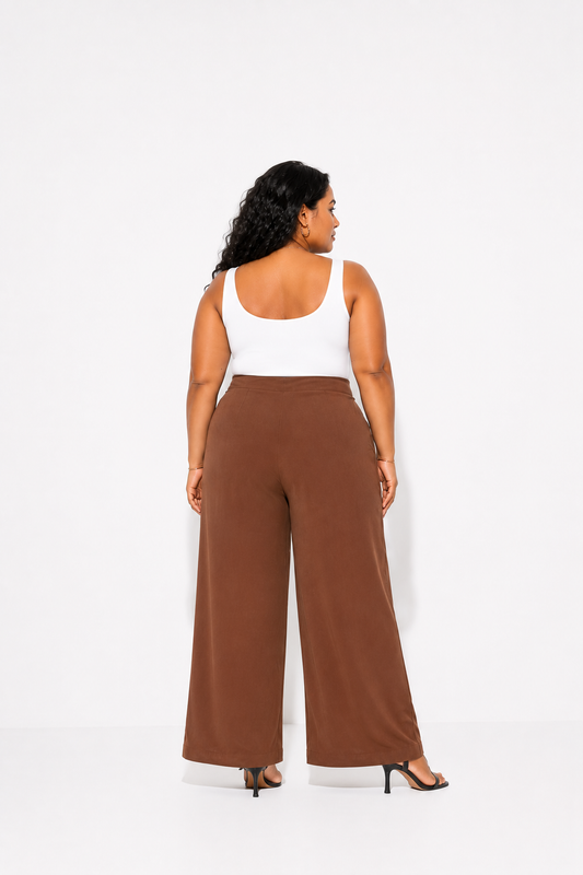 Draped Wide-Leg Pants