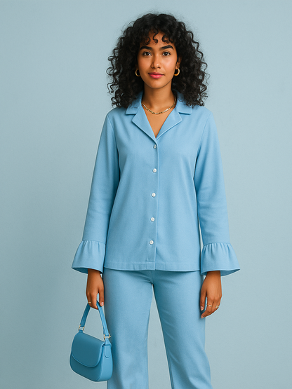 Sky Blue Ruffle Co-ord Set