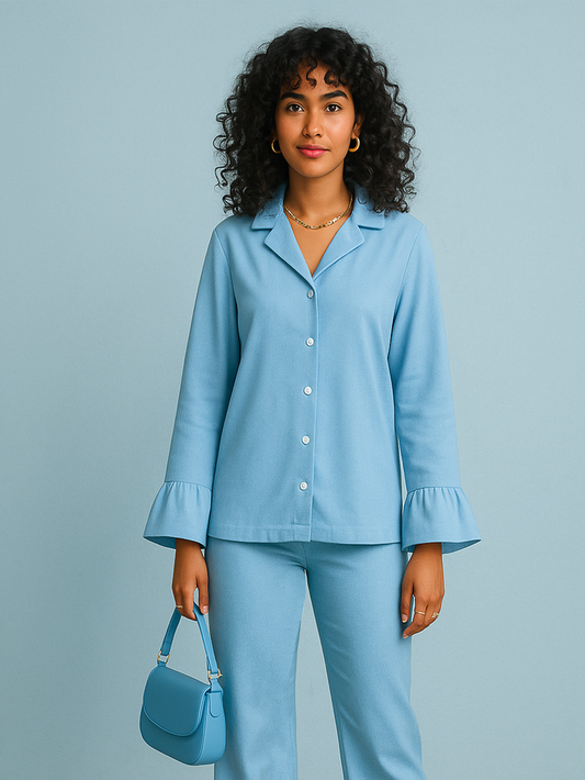 Sky Blue Ruffle Top
