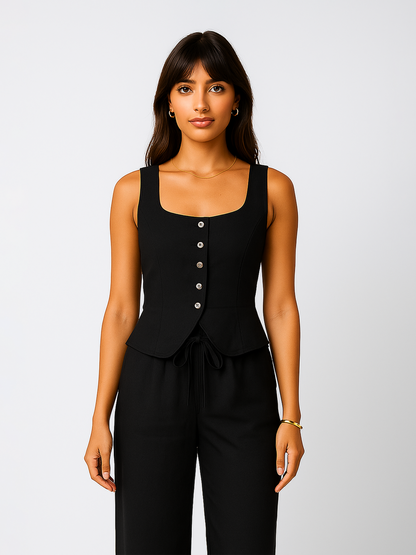 Black Vest and Pants Set