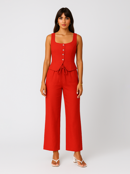 Red Vest and Pants Set