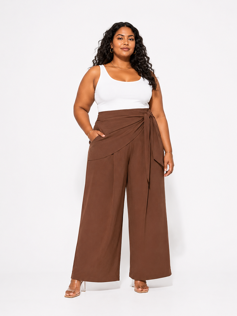 Draped Wide-Leg Pants