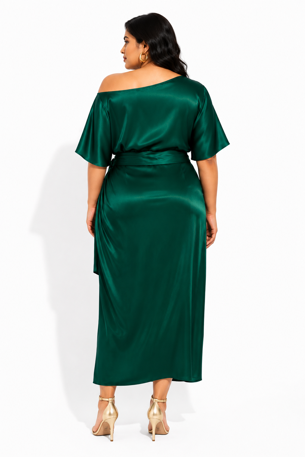 Satin Wrap Skirt Co-Ord Set - Emerald