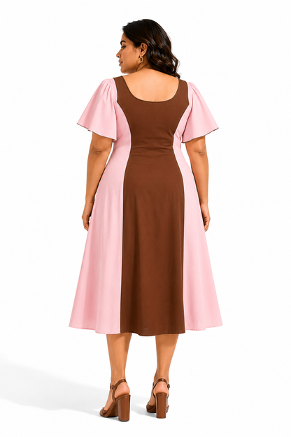 Blush Panel Midi Dress