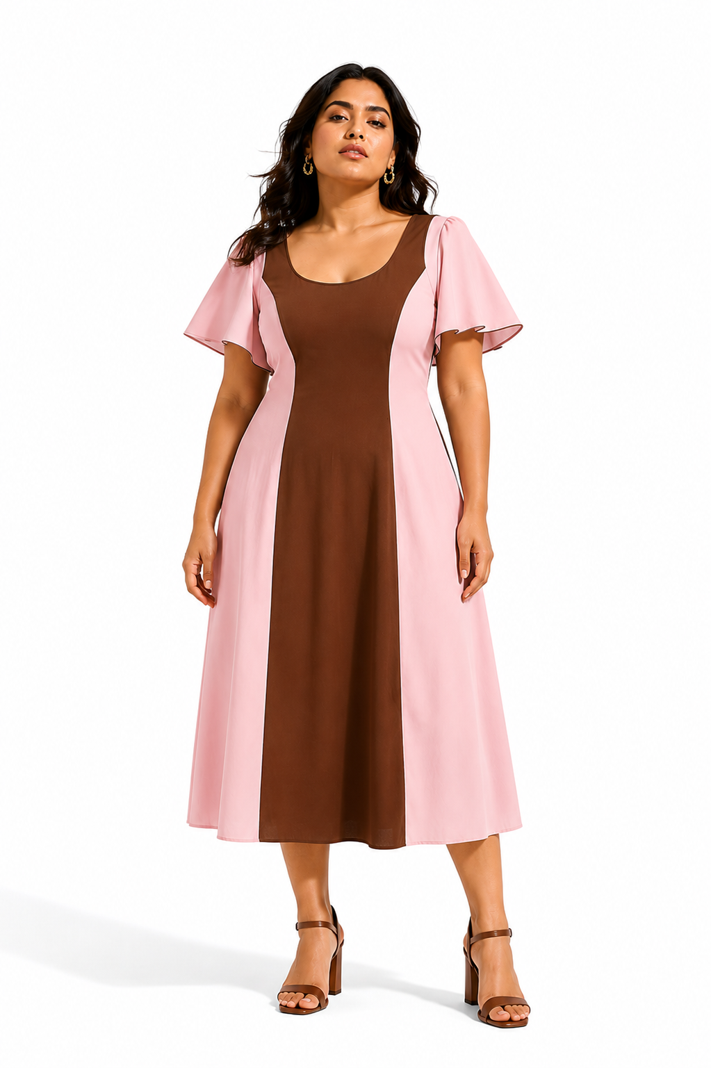 Blush Panel Midi Dress