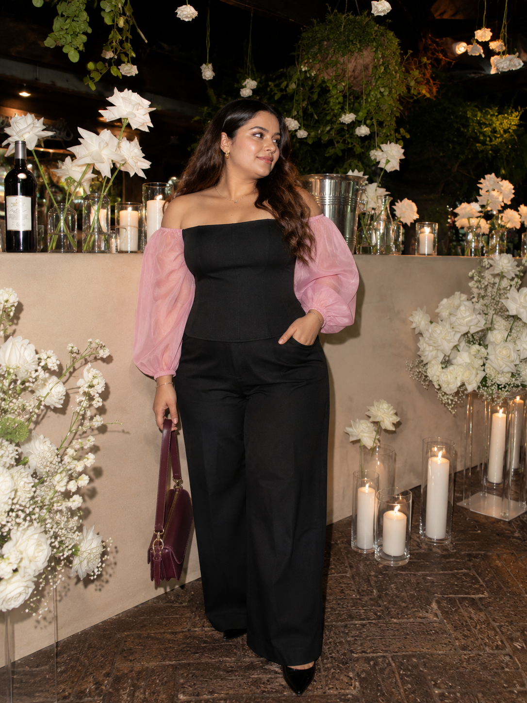 Off-Shoulder Corset Top - Pink
