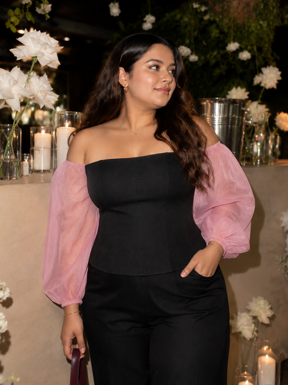 Off-Shoulder Corset Top - Pink