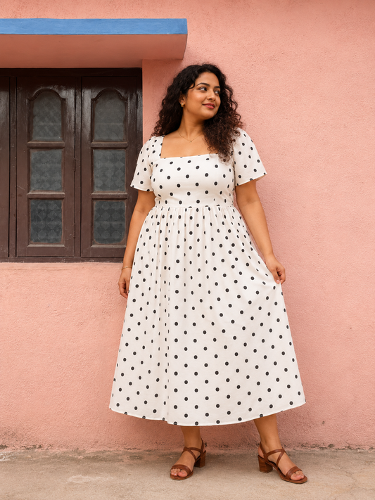 Polka Dots A Line Dress