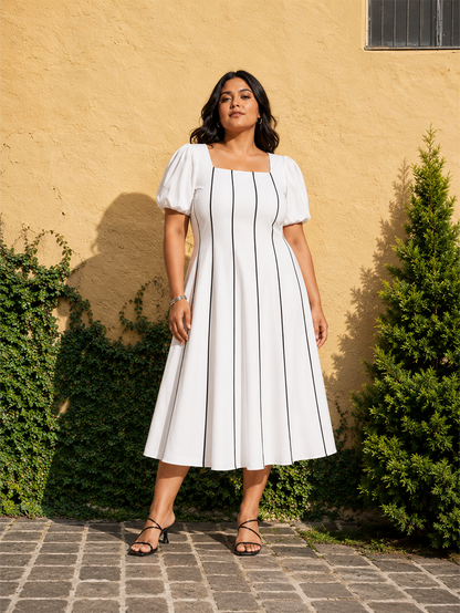 Square Neck Fit & Flare Dress