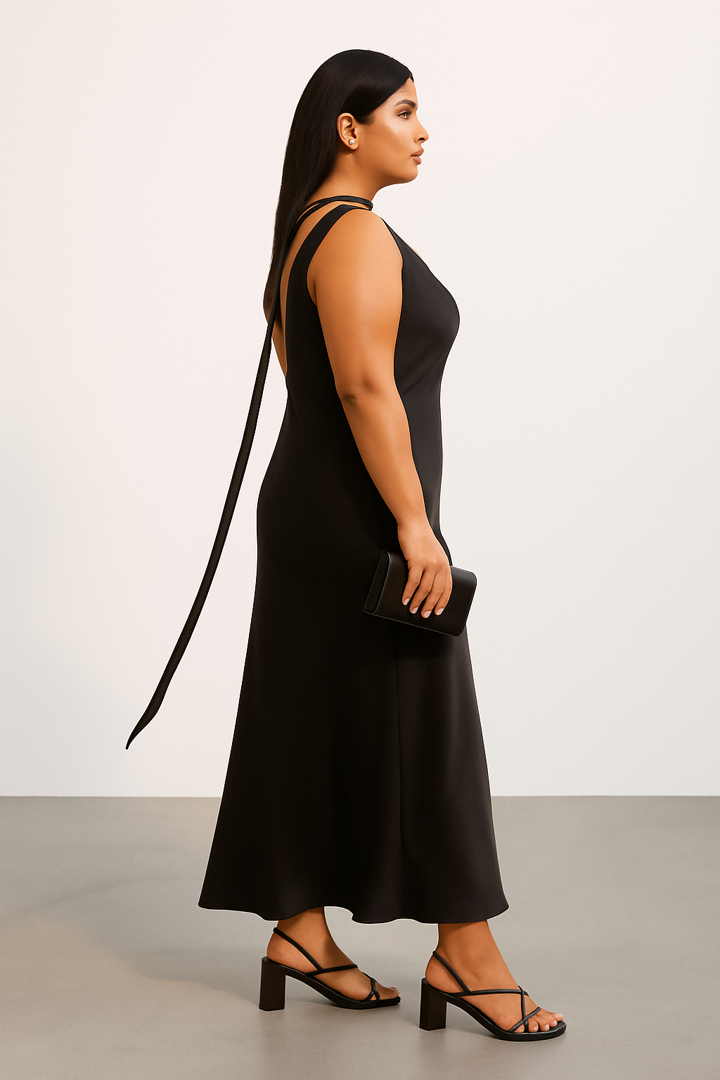 Cowl Neck Slip Dress- Black