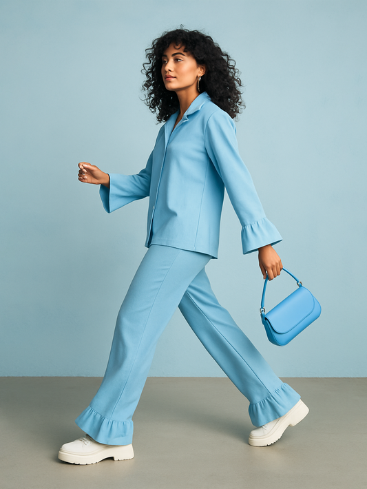 Sky Blue Ruffle Top