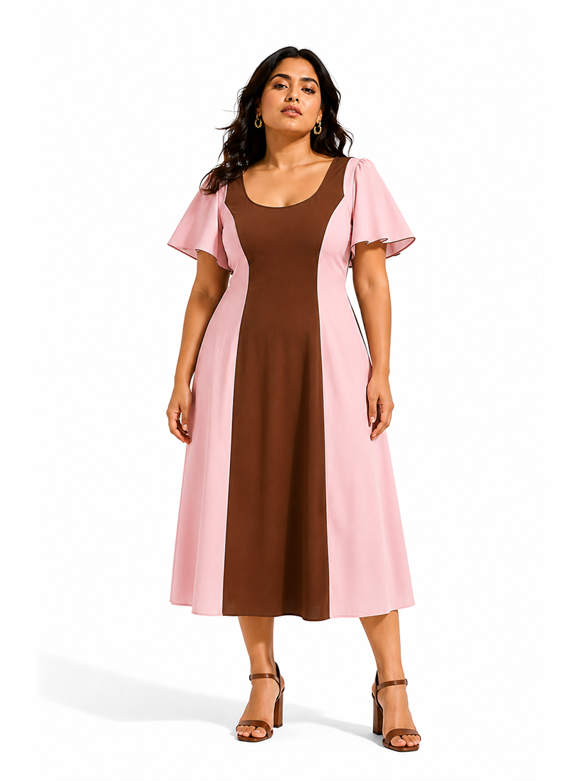 Blush Panel Midi Dress