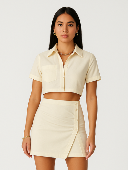 Lemon Button Up Skirt