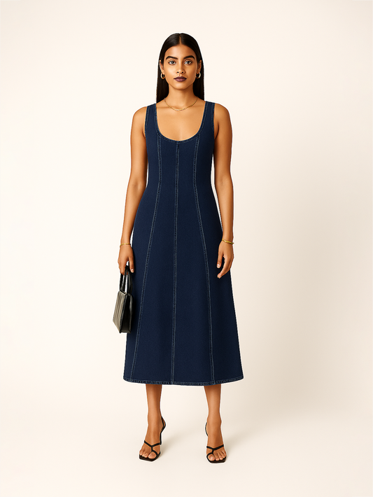 Panelled Denim Dress