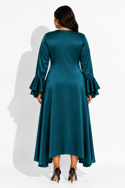Vesper Satin Flare Dress - Teal