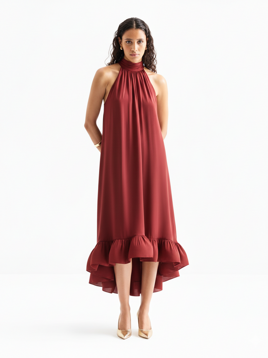 Luna Halter Dress - Red