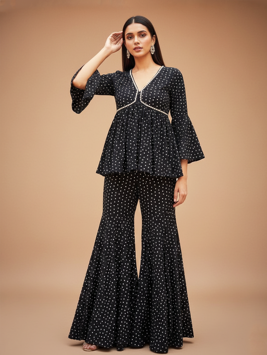Polka Dot Ethnic Sharara Set