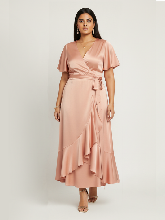 Gloria Wrap Dress -Pretty Peach